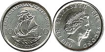 монета Восточно-Карибcкие Государства 10 центов 2009