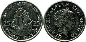 монета Восточно-Карибcкие Государства 25 центов 2016