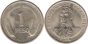 монета Колумбия 1 песо 1978