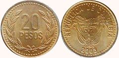 монета Колумбия 20 песо 2003