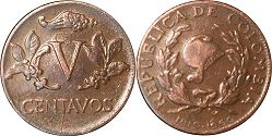 монета Колумбия 5 сентаво 1960