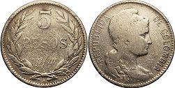 монета Колумбия 20 песо 1912