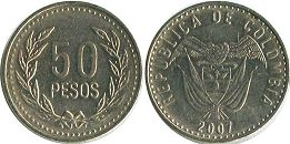 монета Колумбия 50 песо 2007