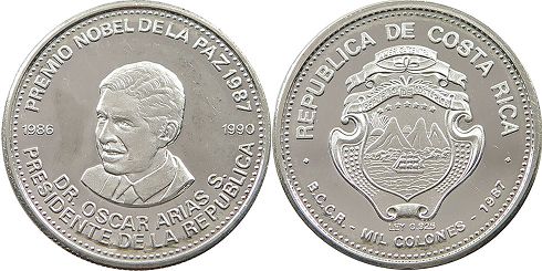 монета Коста-Рика 1000 колонов 1987 