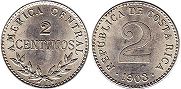 монета Коста Рика 2 сентимо 1903