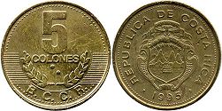 монета Коста Рика 5 колонов 1995