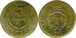 монета Коста Рика 5 колонов 1997
