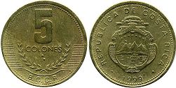 монета Коста Рика 5 колонов 1999