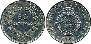 монета Коста-Рика 50 сентимо 1965