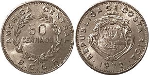 монета Коста-Рика 50 сентимо 1972