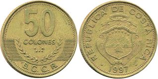 монета Коста Рика 50 колонов 1997