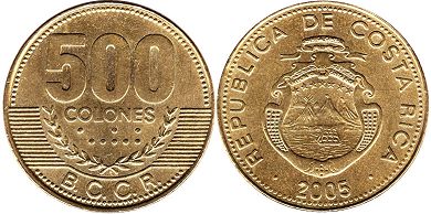 монета Коста Рика 500 колонов 2005