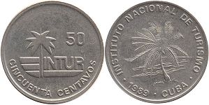монета Куба 50 сентаво 1989