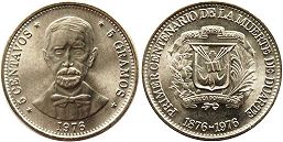 монета Доминиканская Республика 5 сентаво 1976