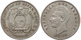 монета Эквадор 2 децимо 1916