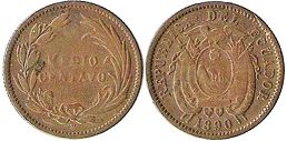 монета Эквадор 1/2 сентаво 1890