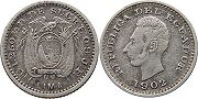 монета Эквадор 1/2 децимо 1902