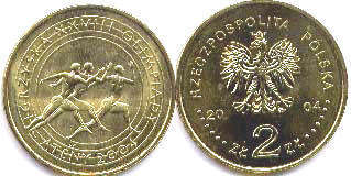 монета Польша 2 злотых 2004