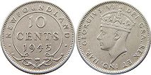 монета Ньюфаундленд 10 центов 1945