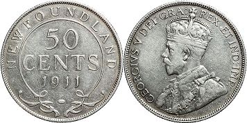 монета Ньюфаундленд 50 центов 1911