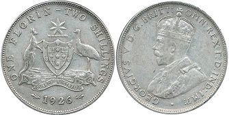 монета Австралия 1 флорин 1926