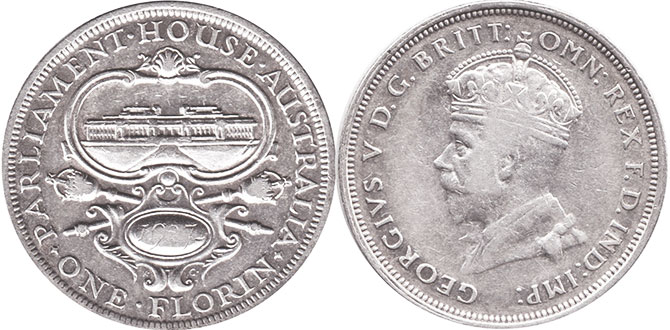 Австралия серебро commemmorative монета 1 флорин 1927