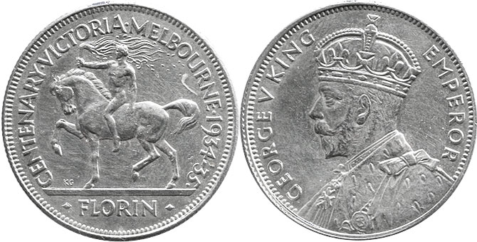 Австралия серебро commemmorative монета 1 флорин 1934