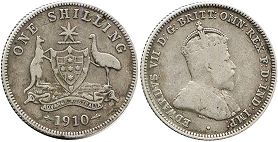 монета Австралия 1 шиллинг 1910