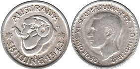 монета Австралия 1 шиллинг 1943