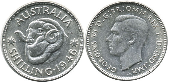 Австралия монета 1 шиллинг 1946
