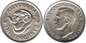 монета Австралия 1 шиллинг 1952