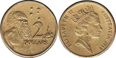Австралия монета 2 доллара 1989 Elizabeth II
