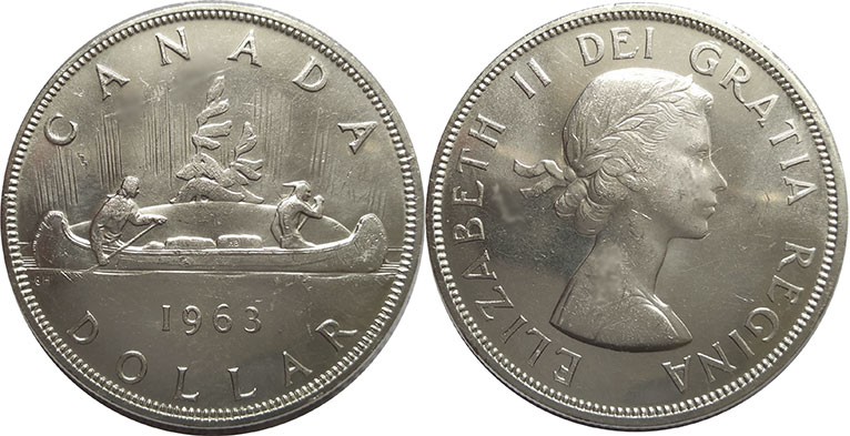 Канада монета Elizabeth II 1 доллар 1963