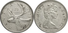 монета Канада 25 центов 1965