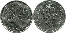 монета Канада 25 центов 1990