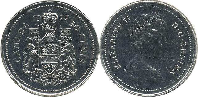 Канада монета Elizabeth II 50 центов 1977