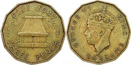 монета Фиджи 3 пенса 1947