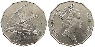 монета Фиджи 50 центов 1987
