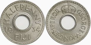монета Фиджи 1/2 пенни 1934