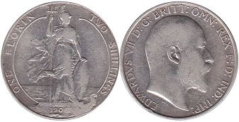 монета Великобритания 1 флорин 1906