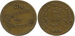 монета Гватемала 1 сентаво 1925