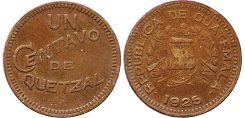 монета Гватемала 1 сентаво 1925