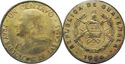 монета Гватемала 1 сентаво 1954