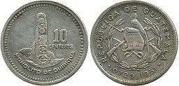 монета Гватемала 10 сентаво 1951