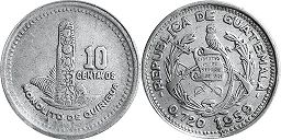 монета Гватемала 10 сентаво 1959