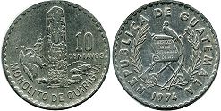 монета Гватемала 10 сентаво 1974