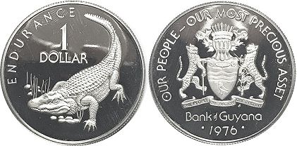 монета Гайана 1 доллар 1976