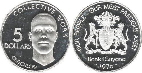 монета Гайана 10 долларов 1976