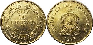 монета Гондурас 10 сентаво 1995