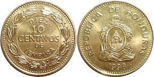 монета Гондурас 10 сентаво 1998